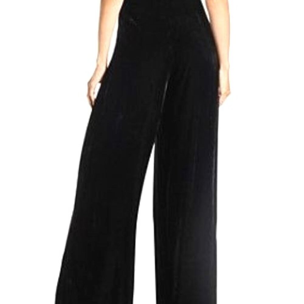 VINTAGE Badgley Mischka Collection SILK Suede Baggy Wide Leg Pants 8 Black Boho